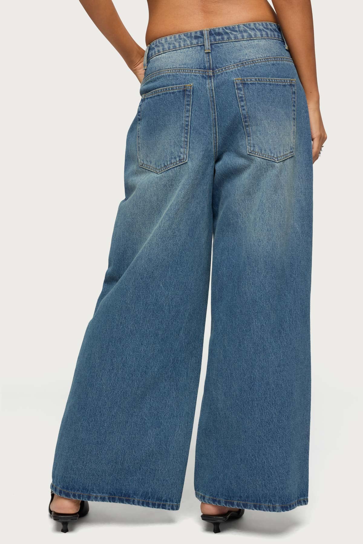 Skater Girl Washed Low Rise Baggy Jeans - Image 5