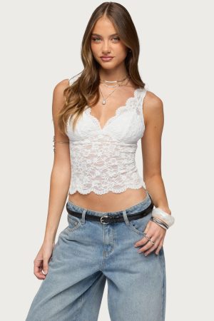 Araura Lace Velvet Floral Top