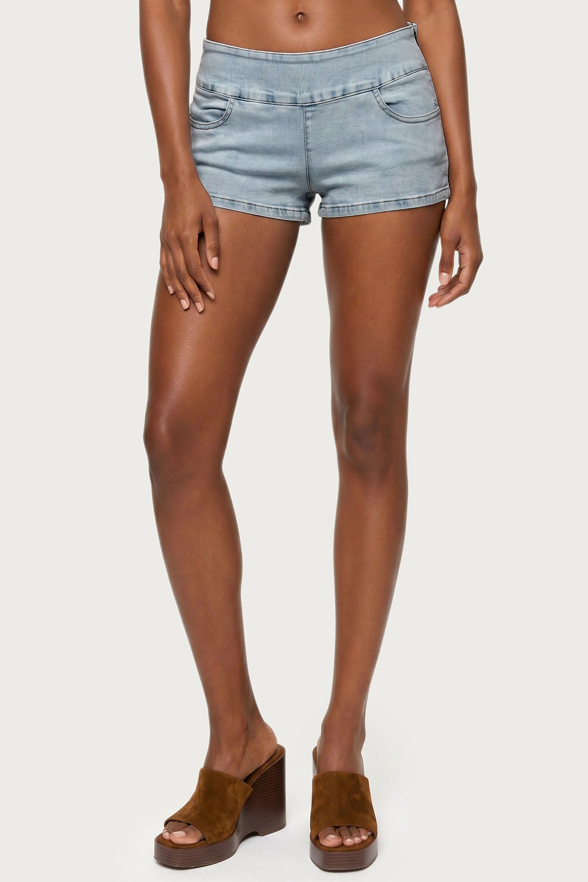 Zaida Stretchy Denim Micro Shorts - Image 2