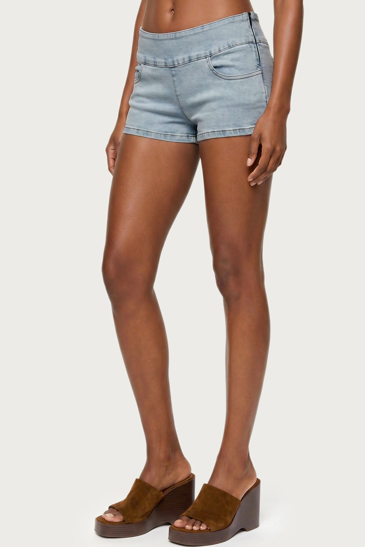 Zaida Stretchy Denim Micro Shorts - Image 3