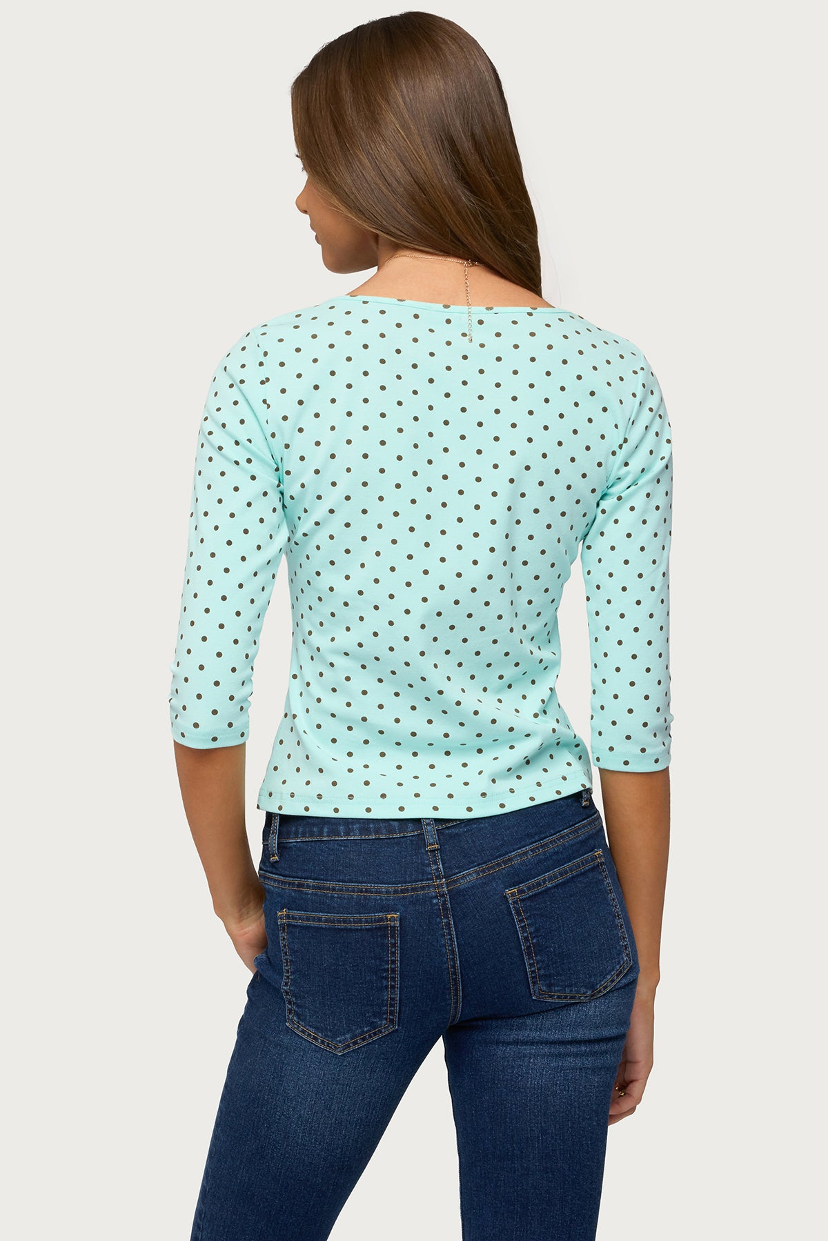 Lela Polka Dot Three-Quarter Sleeve Top - Image 5