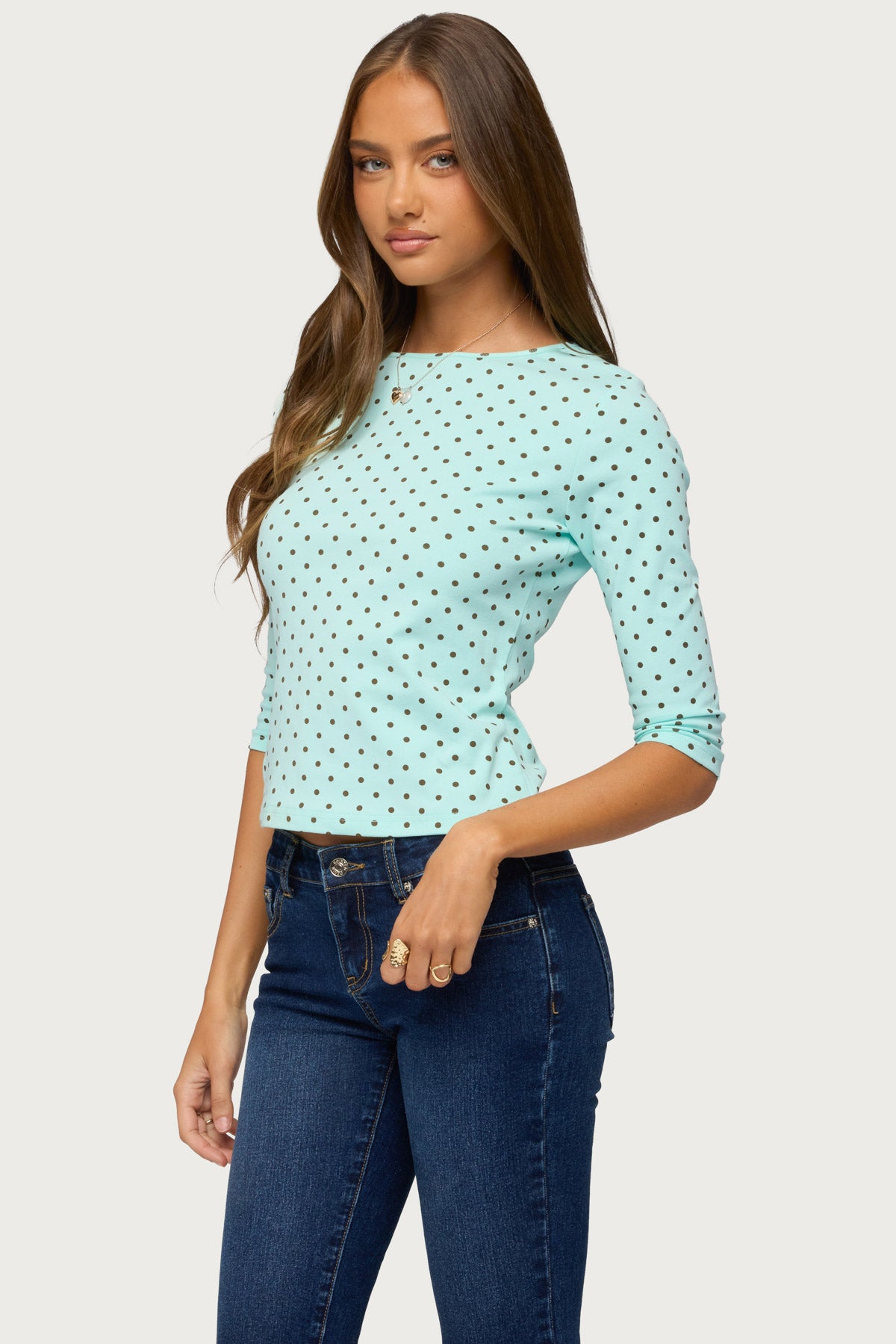 Lela Polka Dot Three-Quarter Sleeve Top - Image 3