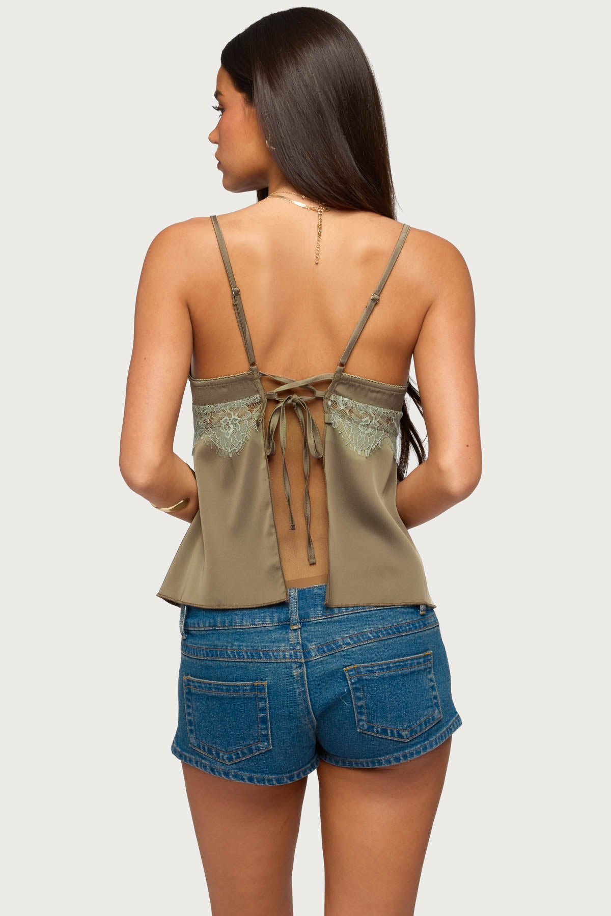 Satin Effect Lacey Babydoll Top - Image 5