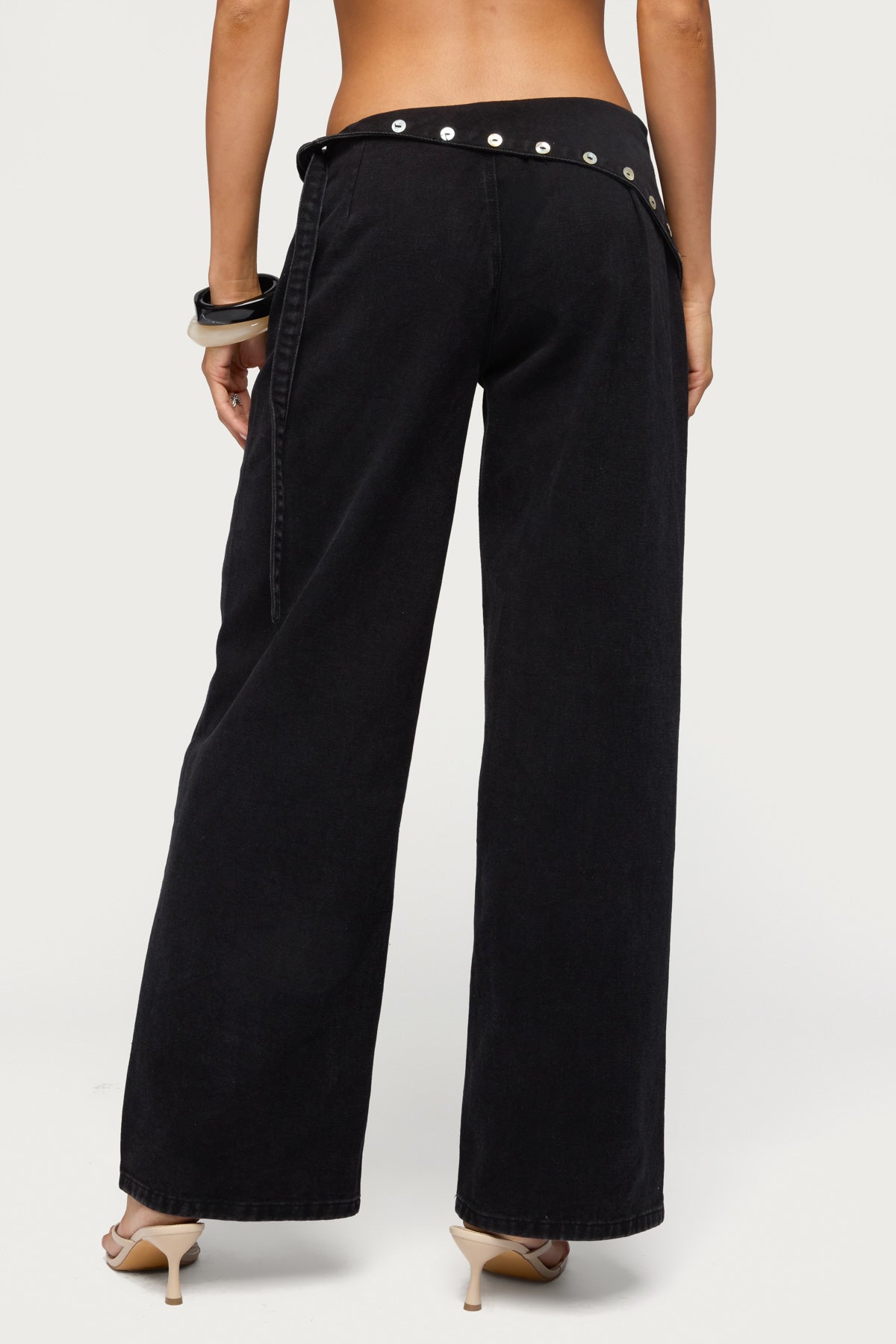 Button Foldover Low Rise Baggy Jeans - Image 5