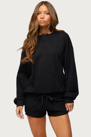 Baila Waffle Henley Top