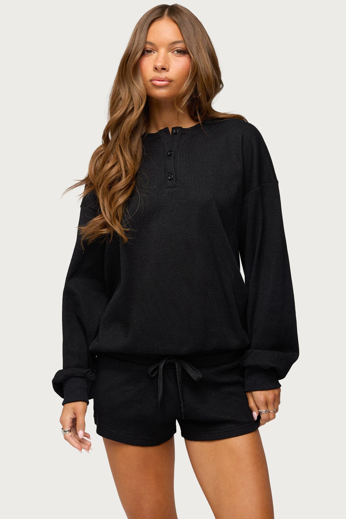 Baila Waffle Henley Top