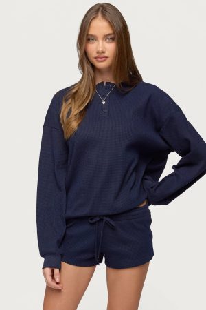 Baila Waffle Henley Top
