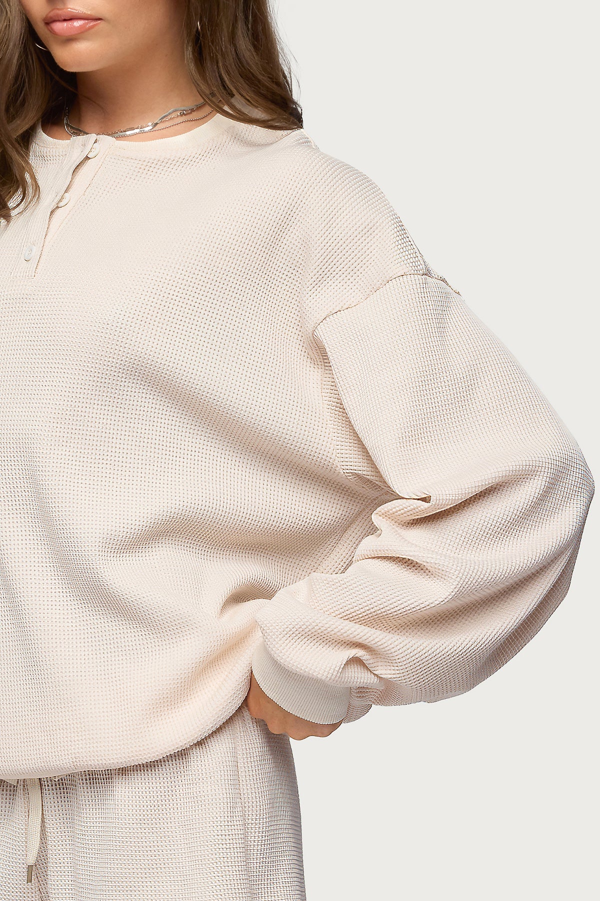 Baila Waffle Henley Top - Image 3