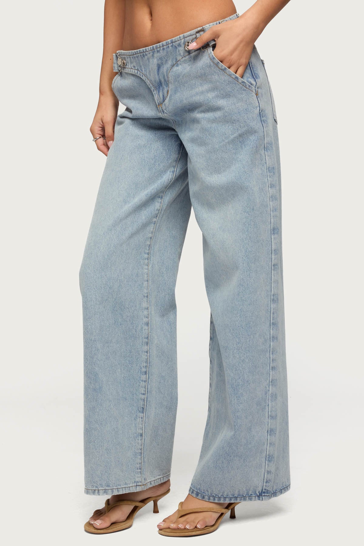Buckled Low Rise Baggy Jeans - Image 2