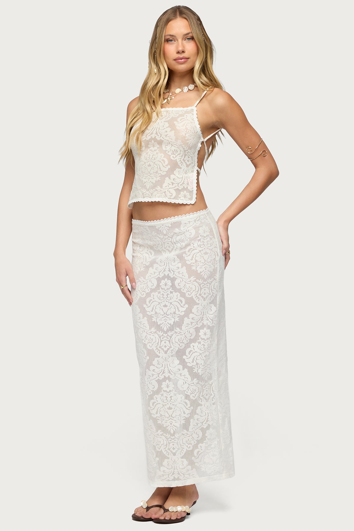 Violette Sheer Lace Tie Back Top - Image 4