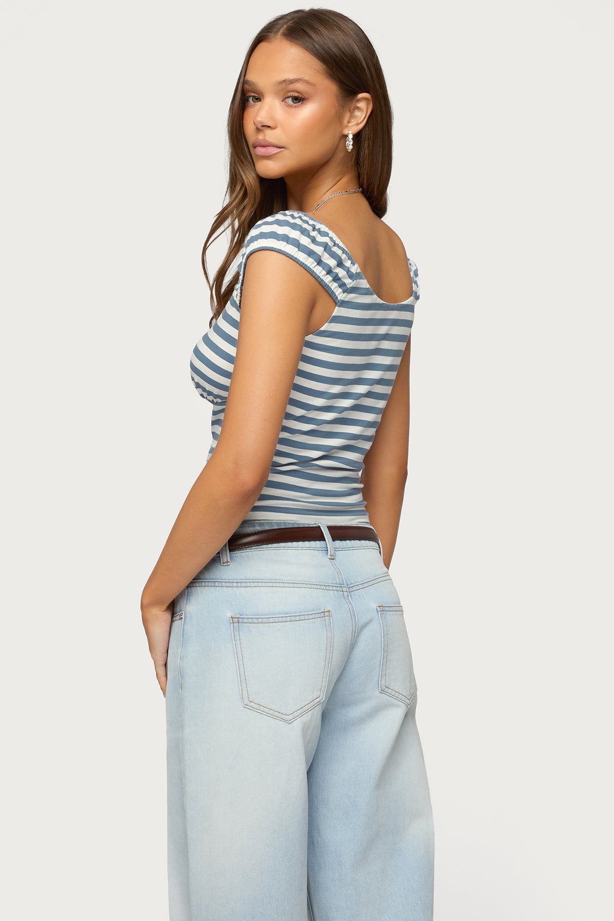 Aina Striped V Neck Henley Top - Image 5