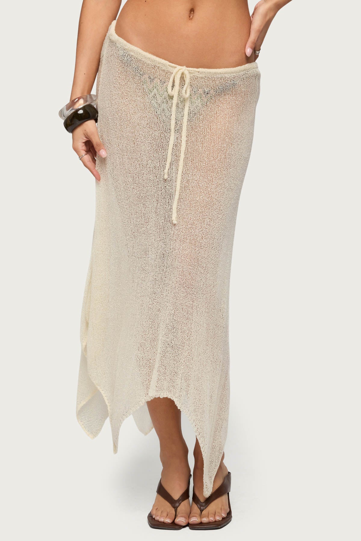 Isla Handkerchief Sheer Knit Midi Skirt - Image 2