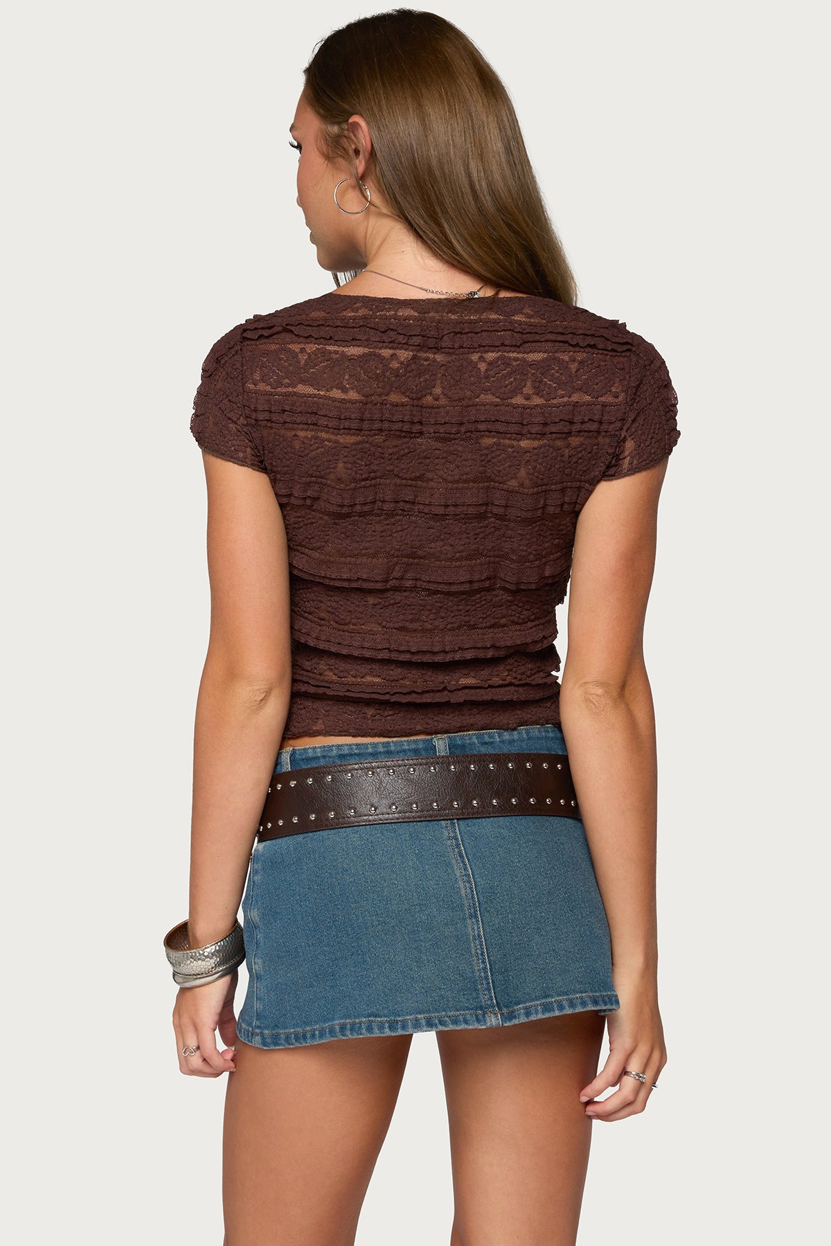 Avalee Sheer Lace V Neck Top - Image 5
