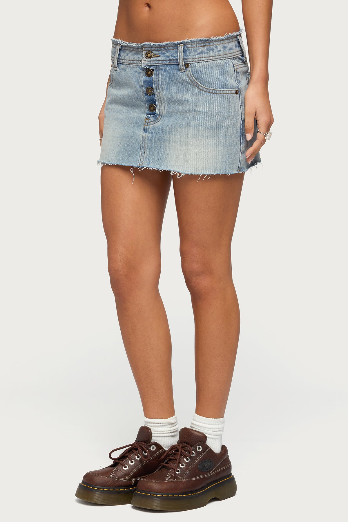 Emree Distressed Denim Mini Skirt - Image 3