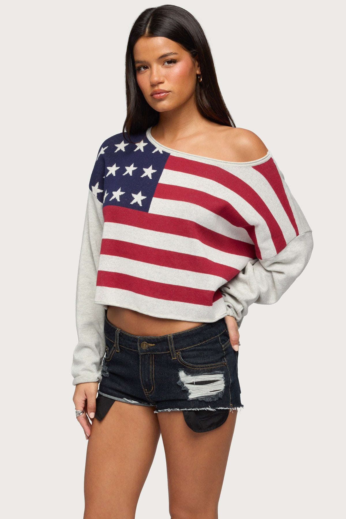 USA Off Shoulder Sweater - Image 3