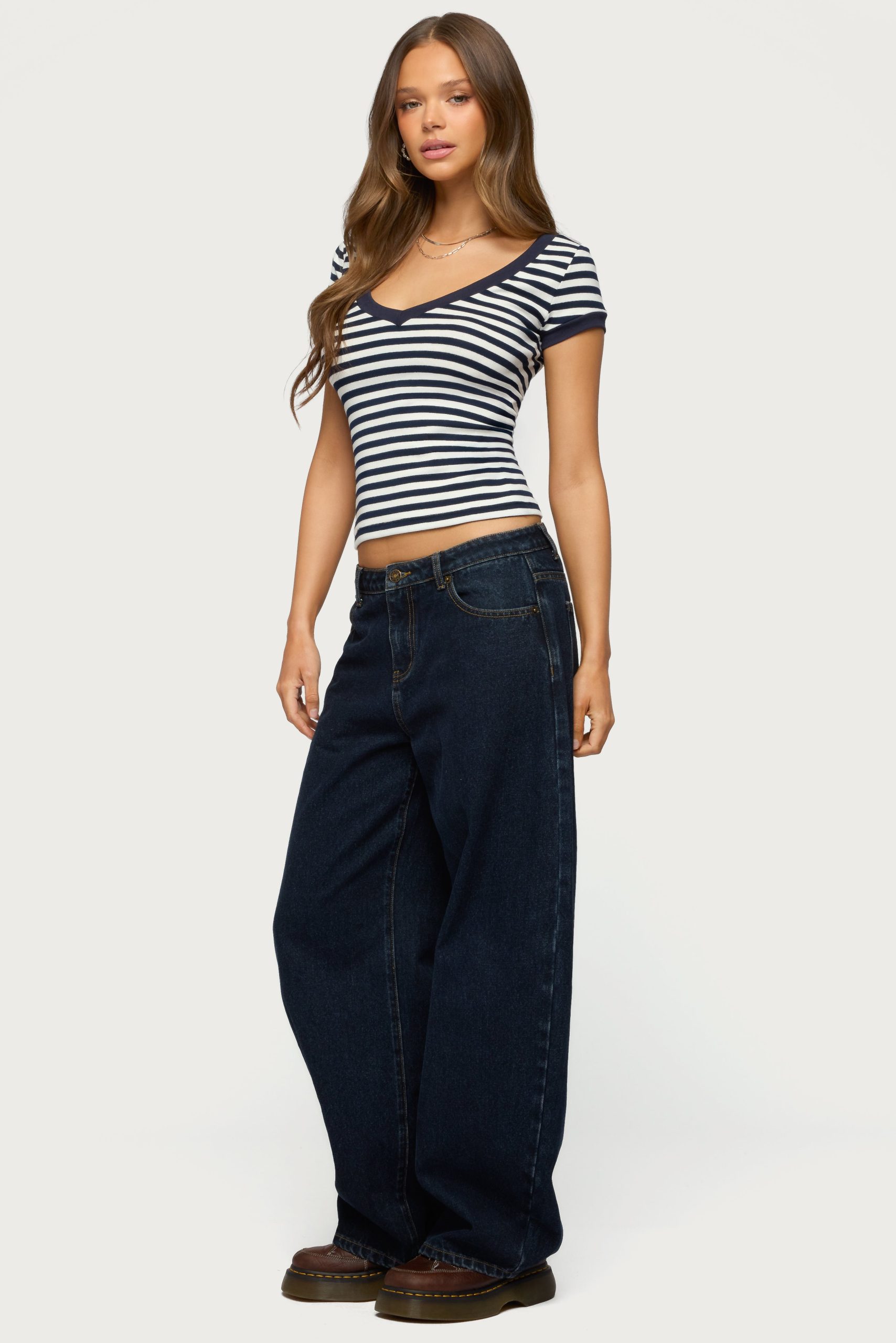 Antonela Striped V Neck T Shirt - Image 4
