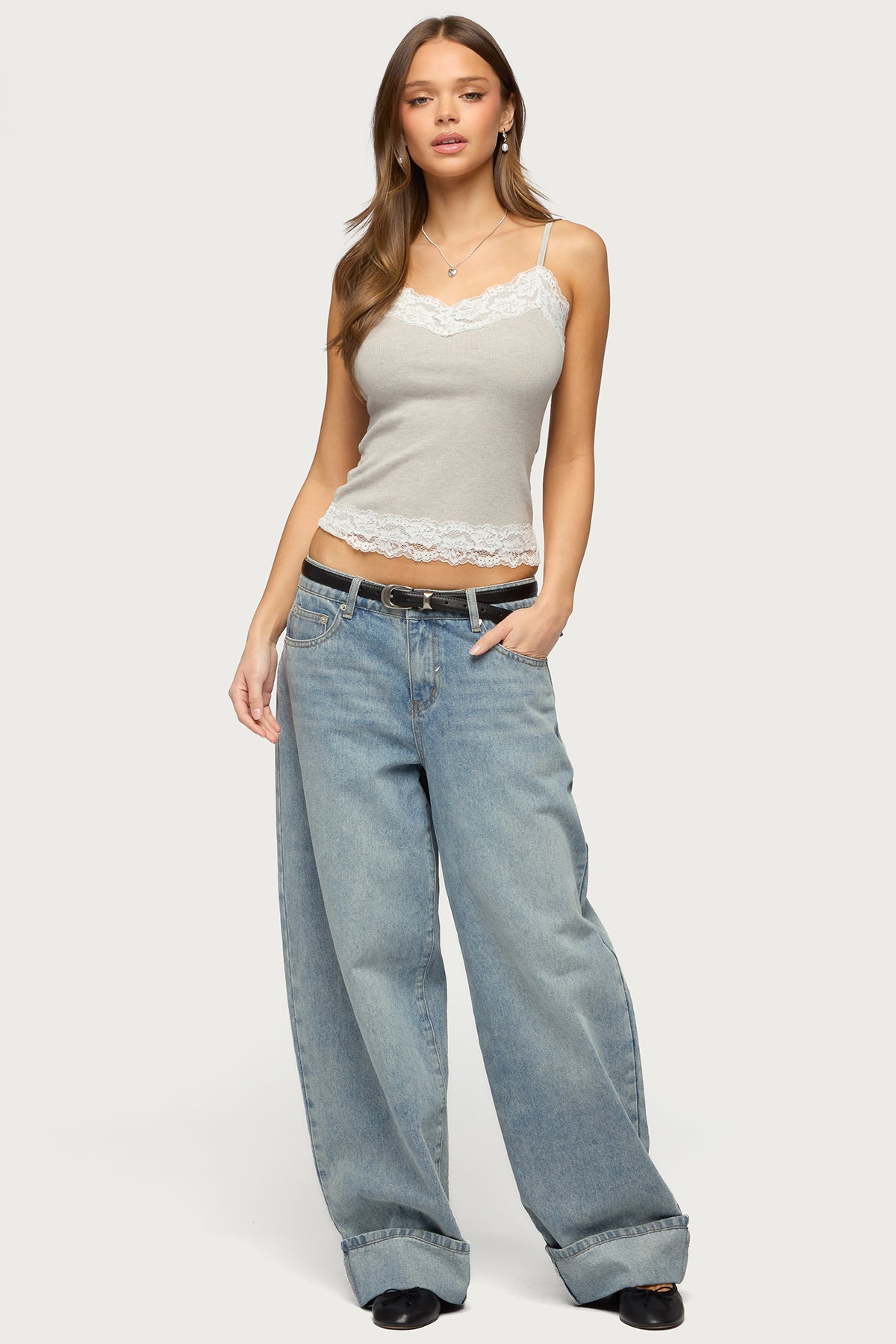 Vieve Contrast Lacey Tank Top - Image 5