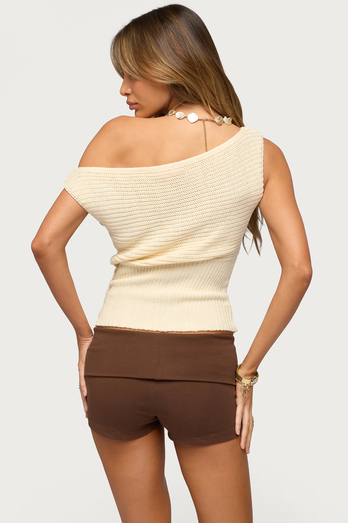 Buttoned Off Shoulder Crochet Top - Image 5