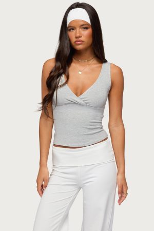 Lalisa V Neck Ribbed Tank Top
