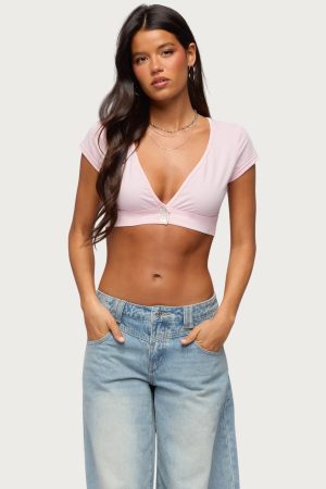 Cecey Button Up Crop Top