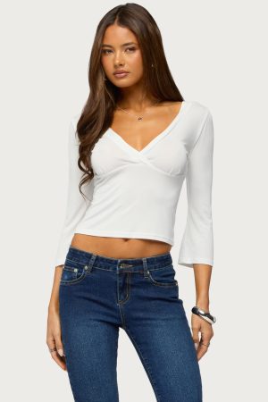 Mar V Neck Three-Quarter Sleeve Top
