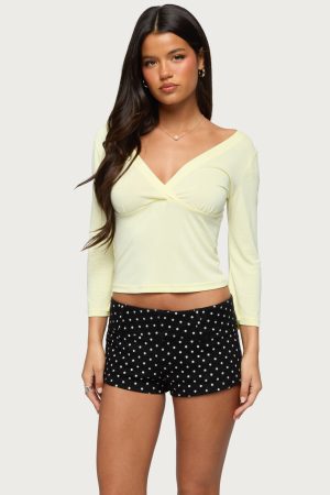 Mar V Neck Three-Quarter Sleeve Top