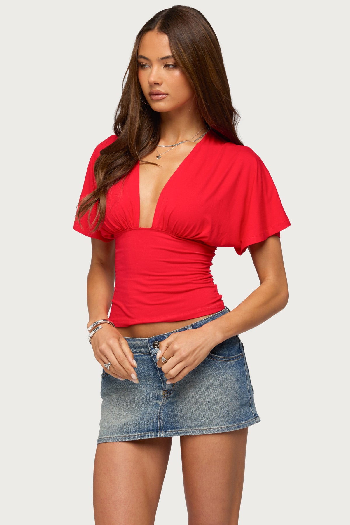 Betee Flutter Plunge Neck Top - Image 3