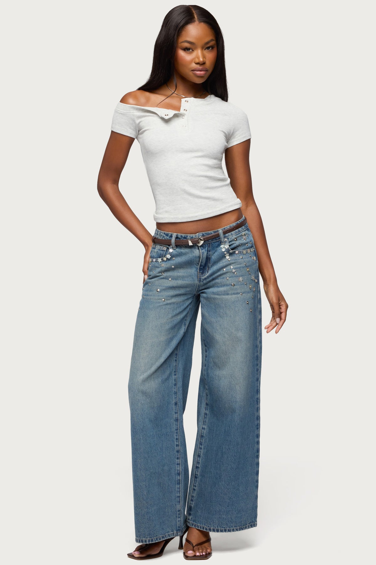 Jubilee Off Shoulder Henley Top - Image 5