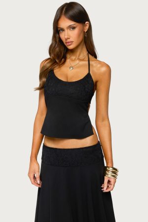 Evia Lacey Backless Halter Top