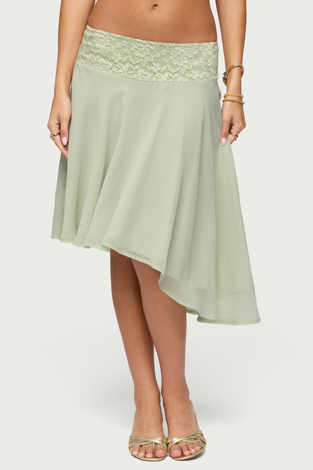 Evia Lacey Asymmetric Midi Skirt - Image 2