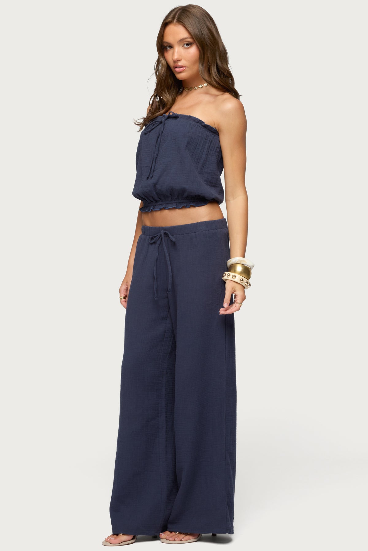 Viktoria Wide Leg Gauze Pants - Image 4