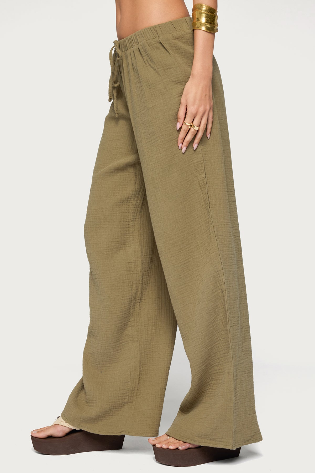 Viktoria Wide Leg Gauze Pants - Image 3