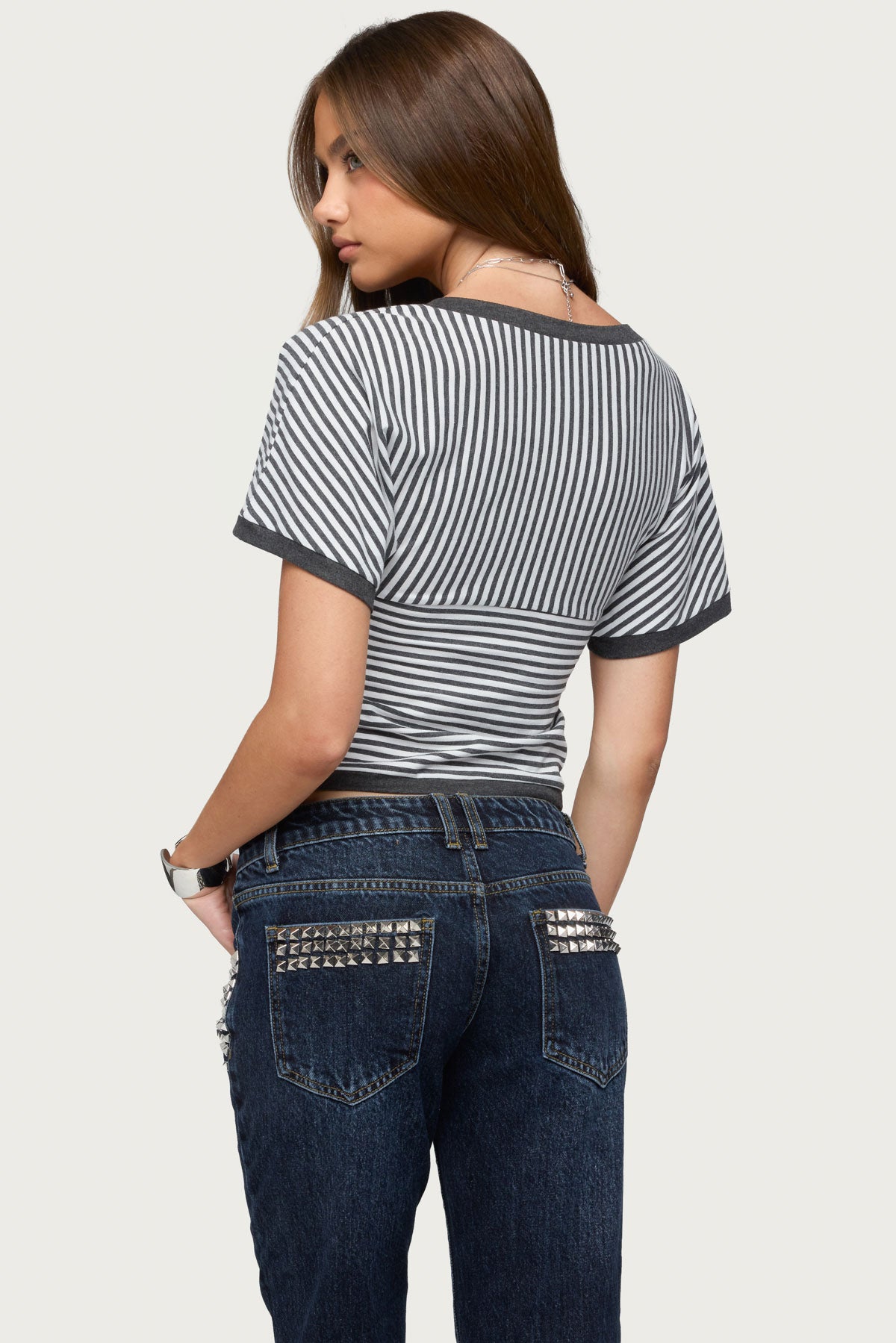 Primrosa Striped V Neck Flutter Top - Image 5