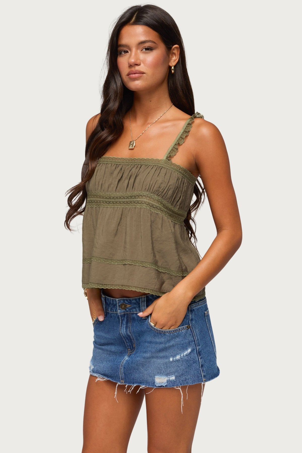 Mable Lacey Straight Neck Tank Top - Image 3