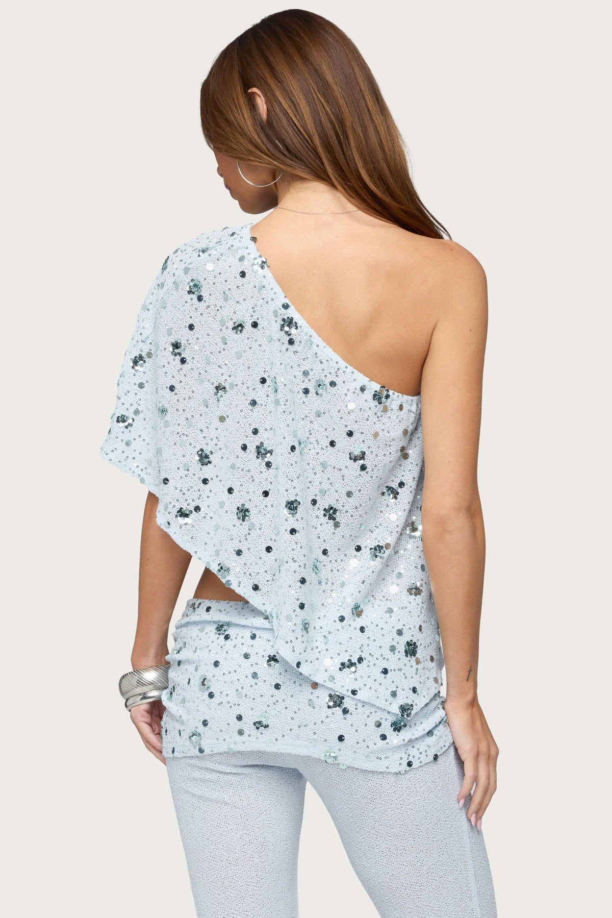 Zephyra Bead & Sequin One Shoulder Poncho - Image 6