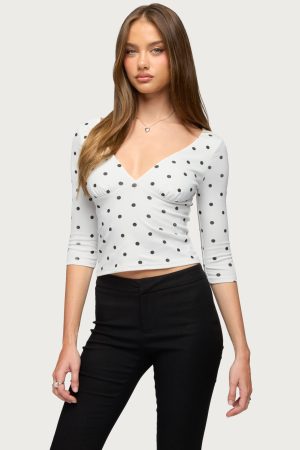 Katey V Neck Polka Dot Top
