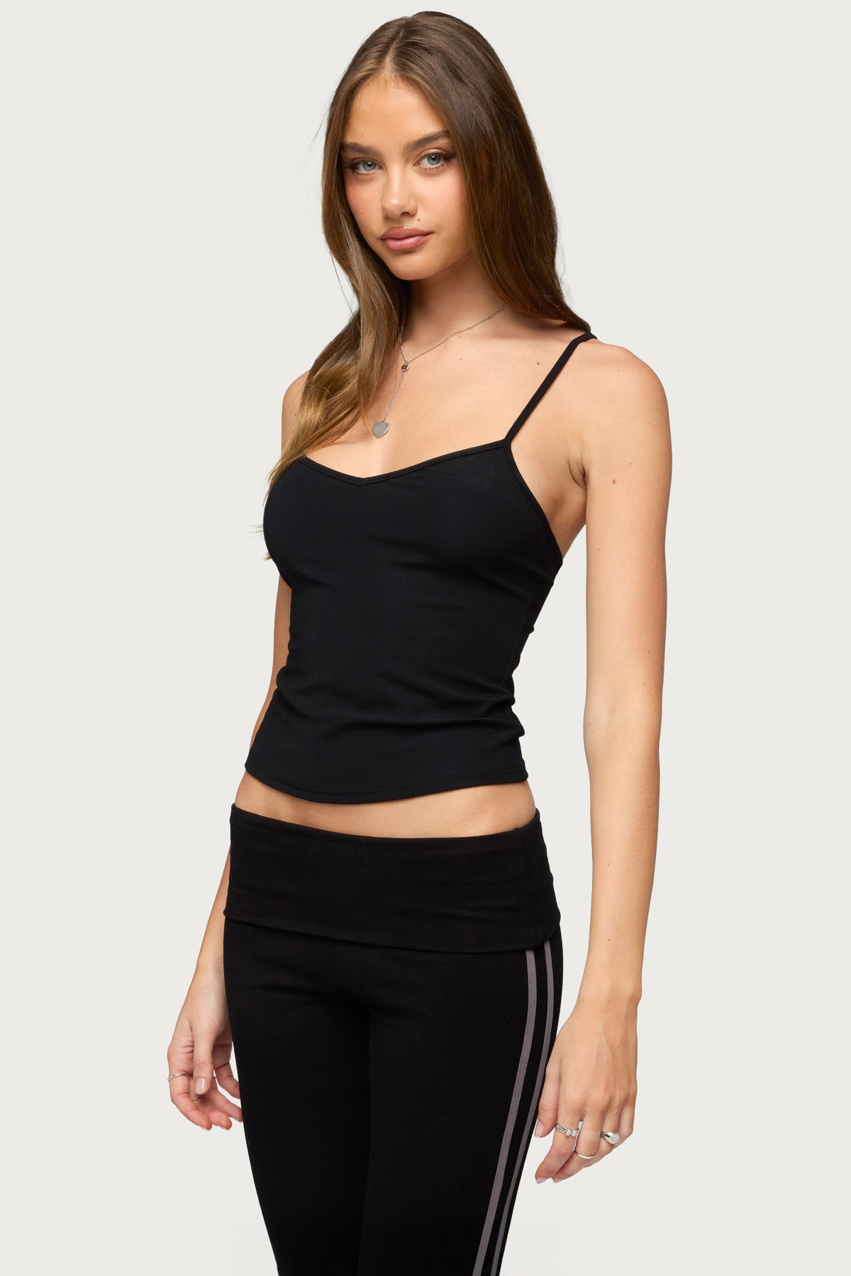 Yolena Ribbed V Neck Tank Top - Image 3