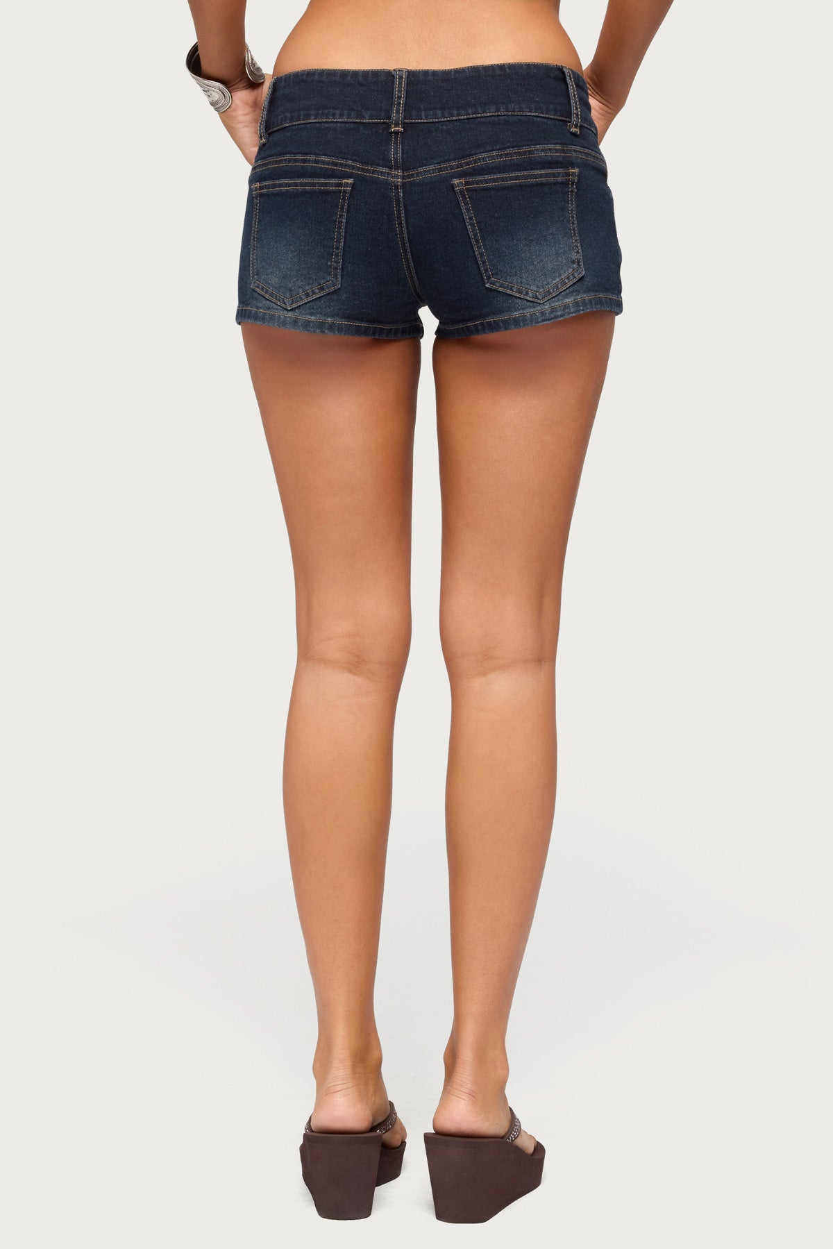 Kelce Belt Stretchy Denim Micro Shorts - Image 4
