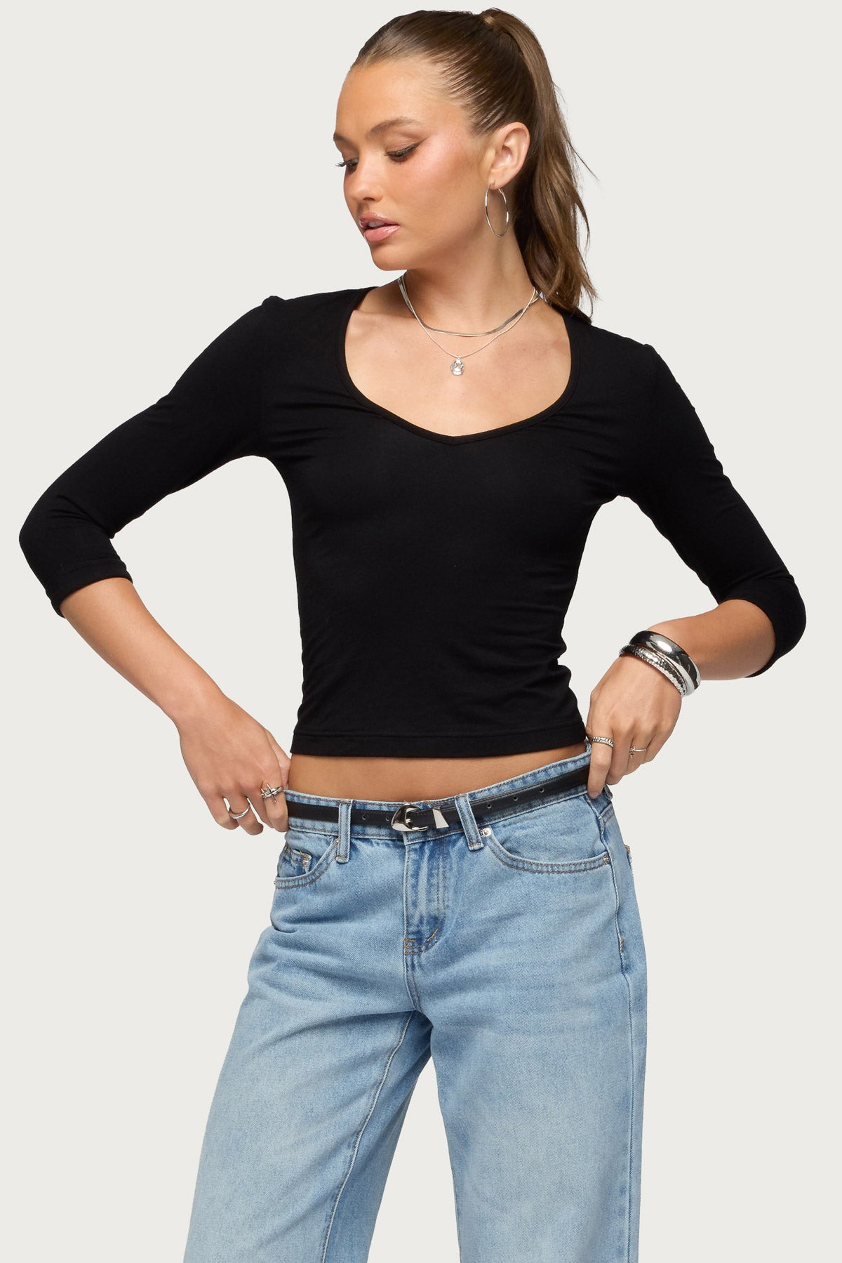 Jamila Three-Quarter Sleeve Top