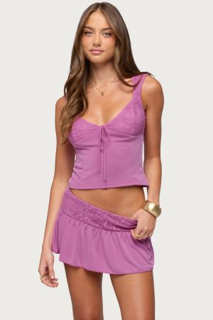 Vessa Lacey Tie Front Top