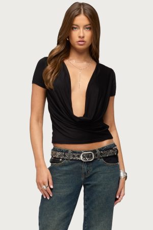 Vanie Deep Cowl Neck Top