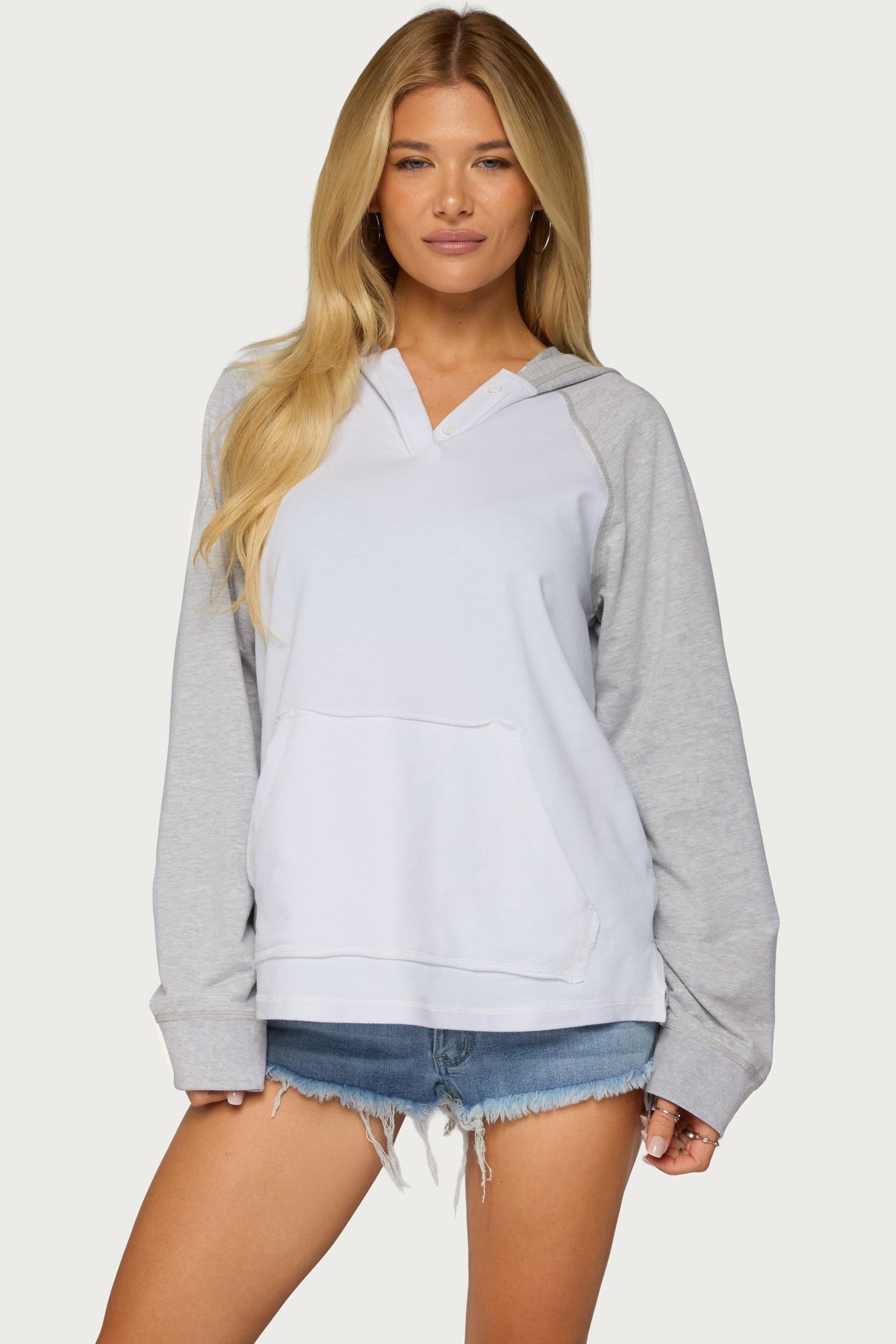Jozie Contrast Raglan French Terry Hoodie