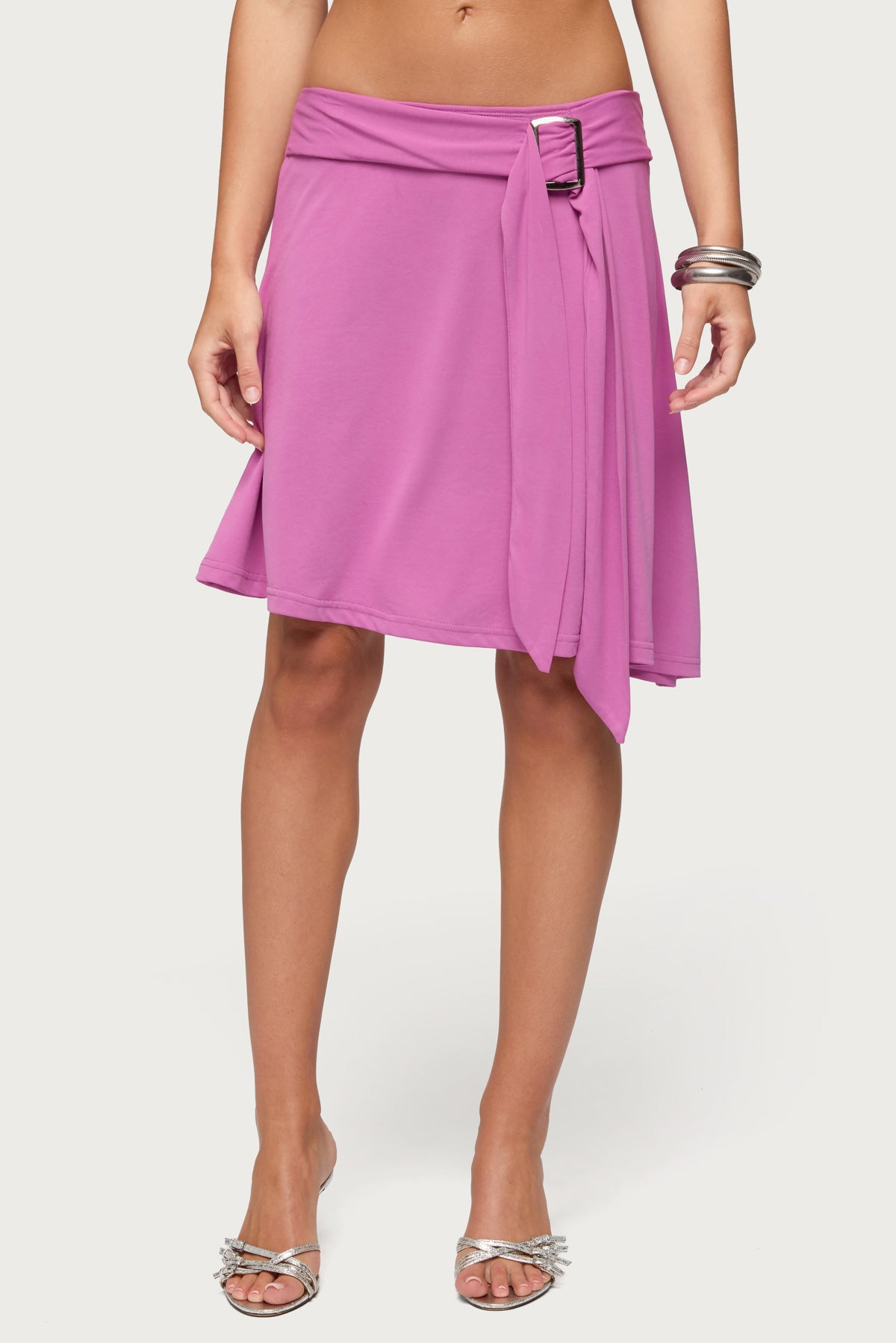 Fiori Buckle Asymmetric Midi Skirt - Image 2