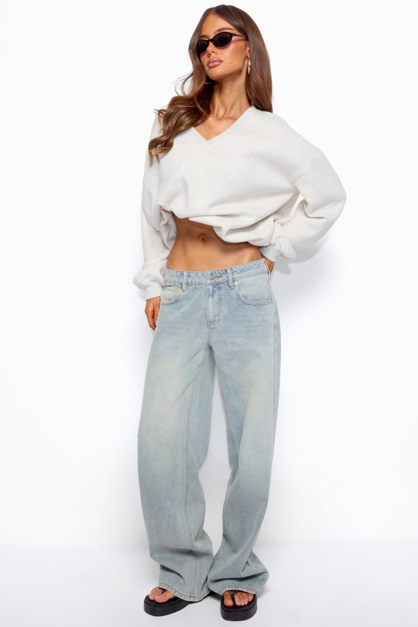 Quintie Mid Rise Straight Leg Jeans
