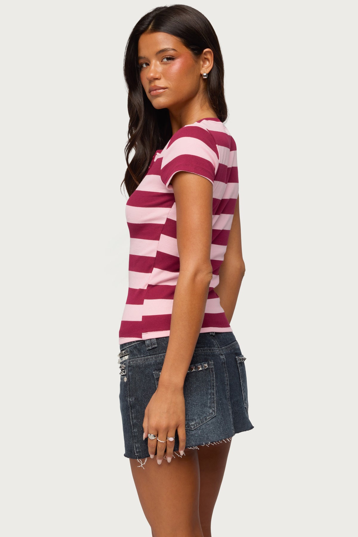 Rhianon Striped Henley Top - Image 6