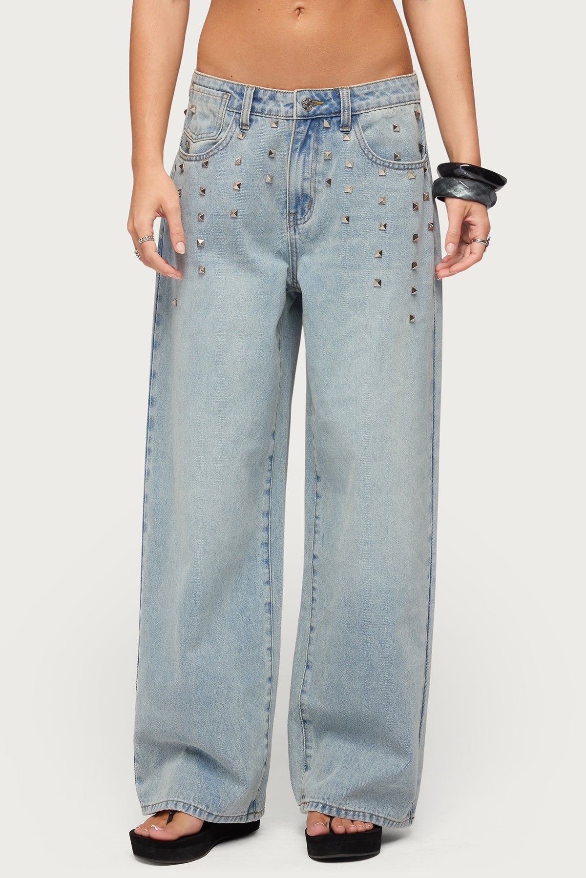 Oaklee Studded Low Rise Baggy Jeans - Image 2
