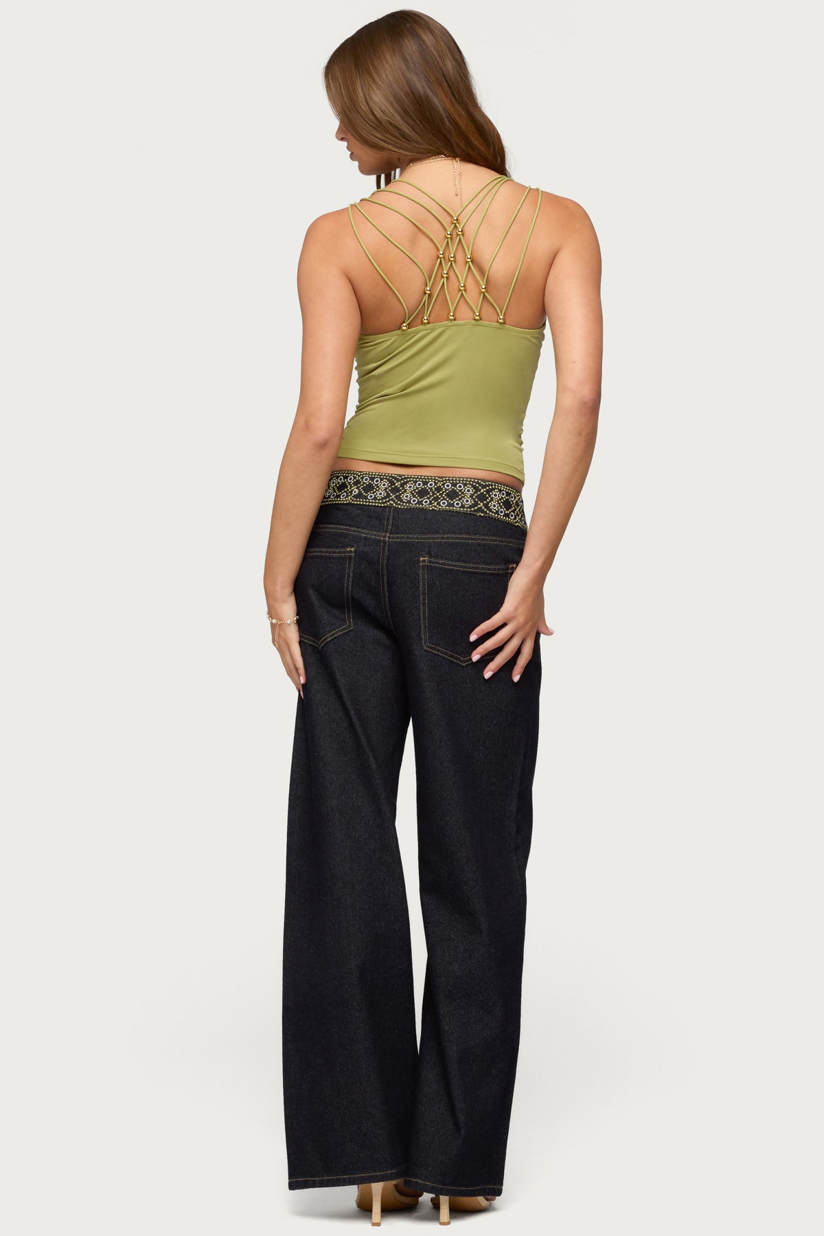 Vinney Strappy Bead V Neck Top - Image 4