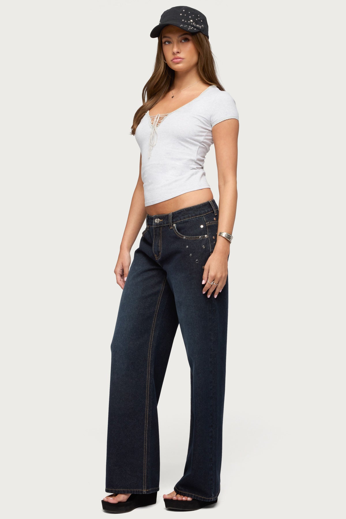 Balor Lace Up V Neck T Shirt - Image 4