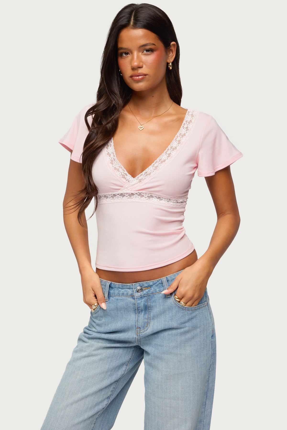 Yvetta Lacey Flutter Sleeve Top