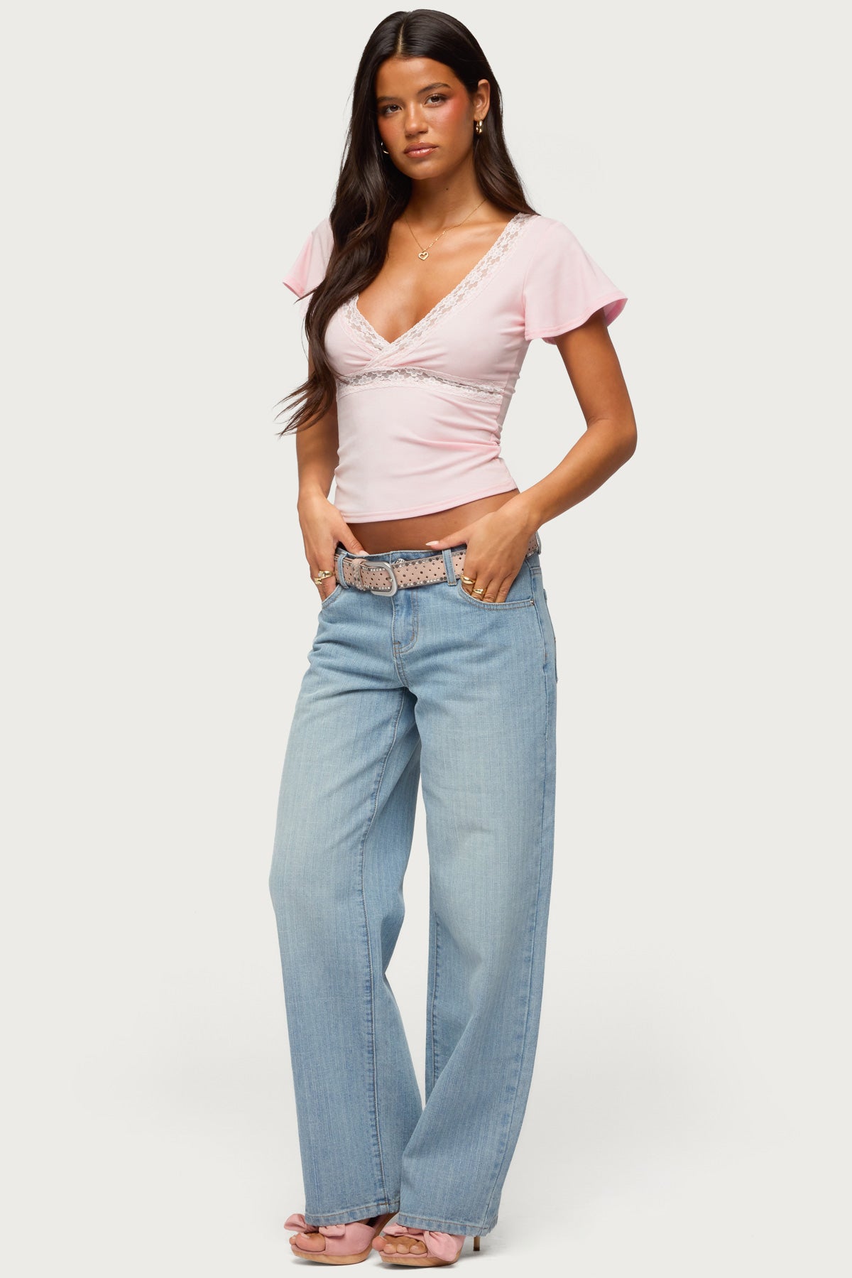 Yvetta Lacey Flutter Sleeve Top - Image 4
